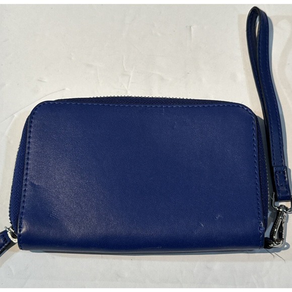 Vera Bradley Wristlet Wallet Zipper Royal Blue Leather - Picture 2 of 6